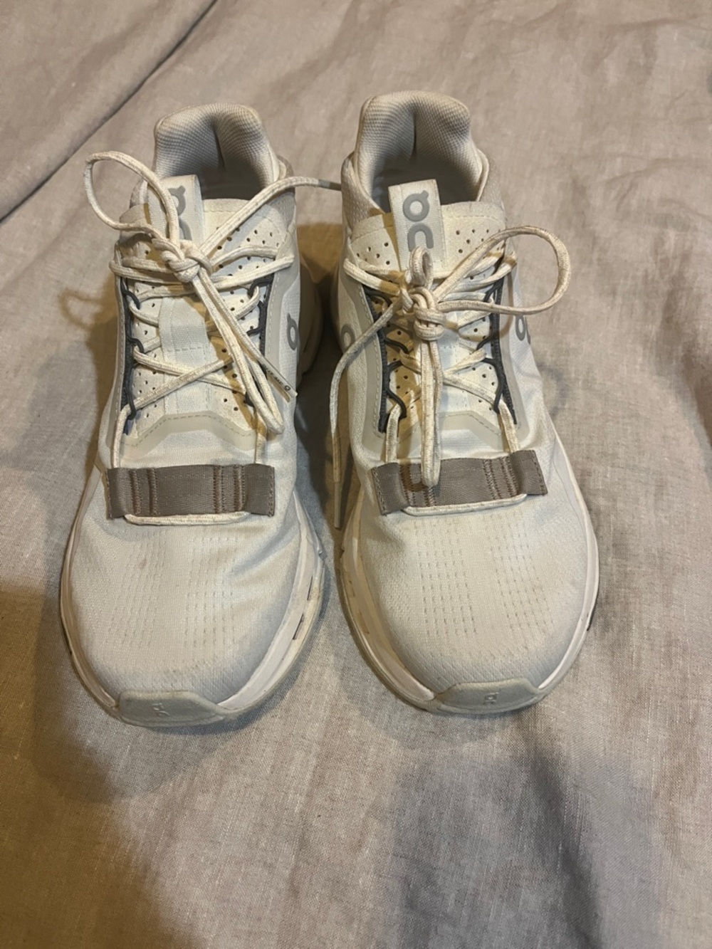 On Running Women's Athletic Sneakers in Cream and tan